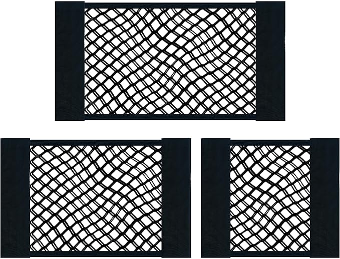 3Pack Plastic Bag Holder Mesh Storage Net Grocery Holder with Adhesive Backing Organizer Dispenser for Garbage Wrap Shopping Bag Wall Mounted 3 Size