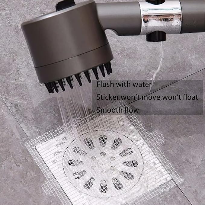 PRIMSOPH 6 Inch 30pcs Disposable Shower Drain Hair Catcher Mesh Stickers Floor Drain Sticker Disposable Drain Filter Hair Trap Sticker
