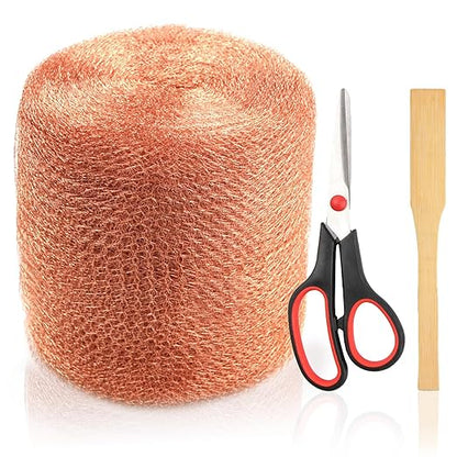 Copper Mesh Rodent Control, 5 in x 200 ft Proof Wire Screen Roll for Mice Rat Rodent, Bat & Snail, DIY Blocker Weep Hole Filler & Wool Mouse Trap