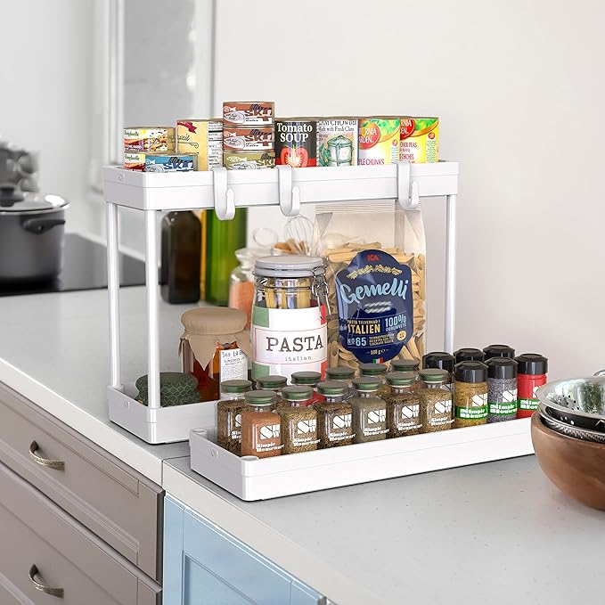 Simple Houseware 3-Tier Slim/Narrow Storage Cart with Handle, 5.5'' Wide x 27.5'' Height Rolling Organizer for Kitchen, Bathroom, Laundry Room - White