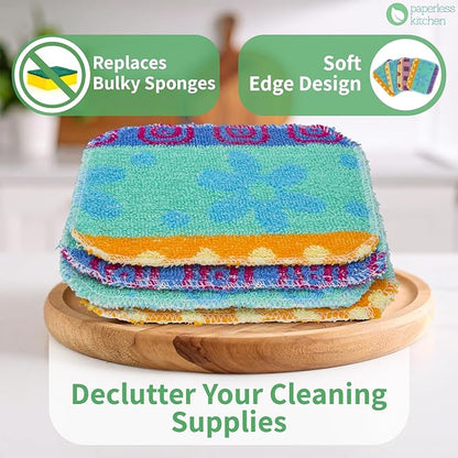 Reusable Dish Scrub Pads (12 Pack) – Non-Scratch Kitchen Scrubbers for Dishes, Pots & Pans – Sponge Alternative, Long-Lasting, Washable & Best Value Pack