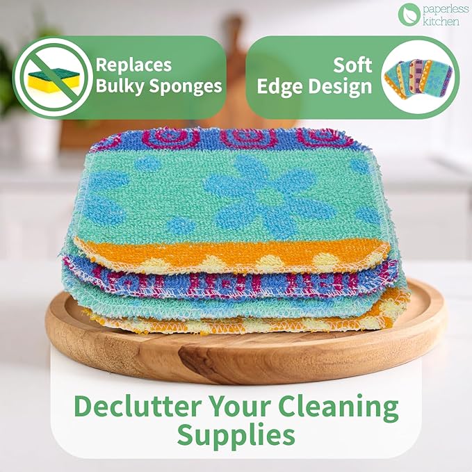 Reusable Dish Scrub Pads (8 Pack) – Non-Scratch Kitchen Scrubbers for Dishes, Pots & Pans – Sponge Alternative, Long-Lasting, Washable & Value Pack