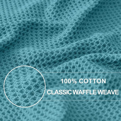 Homaxy 100% Cotton Waffle Weave Kitchen Dish Cloths, Ultra Soft Absorbent Quick Drying Dish Towels, 12 x 12 Inches, 8-Pack, Lake Blue