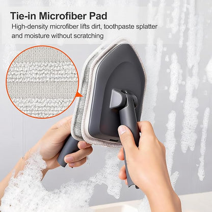 CLEANHOME Tile Tub Scrubber Brush with 3 Different Function Cleaning Heads and 56" Extendable Long Handle-No Scratch Shower Scrubber for Cleaning Bathroom Kitchen Toilet Wall,Bathtub,Sink,Grey