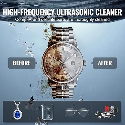 VEVOR 3L Ultra Sonic Cleaner, 120W Digital Ultrasonic Cleaning Machine with Gentle Mode & Upgraded Degassing, 40kHz Ultrasound Cleaner Machine with Heater & Timer for Jewelry, Glasses, Tools Retainer