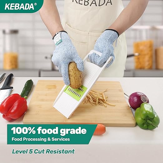 Kebada Cut Resistant Gloves, Food Grade Cut Proof Gloves for Kitchen, ANSI A4 Safety Protection, Ideal for Chef's Work, Large, (3 Pairs)