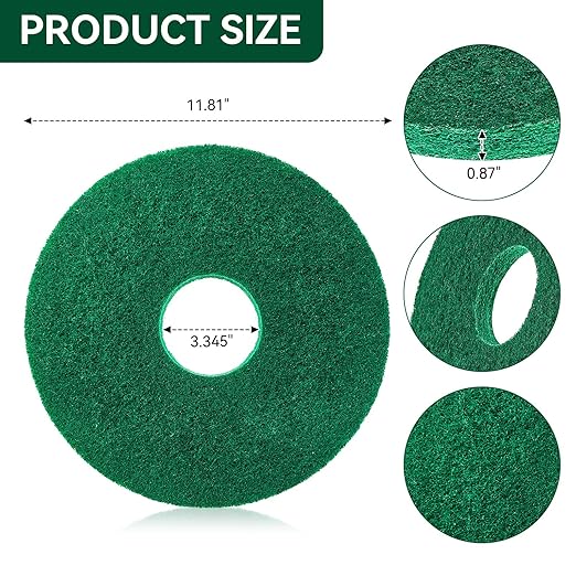 437.056 Cleaning Orbiter Pads for 550Mc Orbiter Hard Floor Machine, 12" Commercial Floor Scrubber Pads Polish Pads -to Daily Heavy-Duty Cleaning and Light Stripping, Non Woven, Greens, 2 PC
