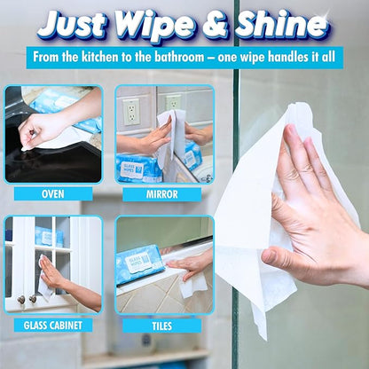 Air Jungles Glass Cleaner Wipes 70 Count, XL 10" x 8" Streak Free Cleaning Wipes for Windows, Mirrors, Car Windshield, Removes Fingerprints, Dust, Dirt, for All Glass Surfaces