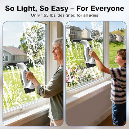 Window Vacuum Squeegee Cordless, 2000Pa Electric Window Cleaner Tool with 2200mAh & 150ml Water Collection Tank, Cleaning Kit Shower Squeegee for Glass Doors, Tiles, Mirrors, Car (Beige)