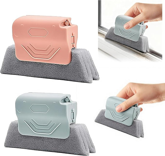 2026 New Magic Window Track Cleaner, Window Groove Cleaning Brush Tools Set, Sliding Door, Sill, Tile Lines, Shutter, Car Vents, Small Spaces Clean (Pink+Gray)