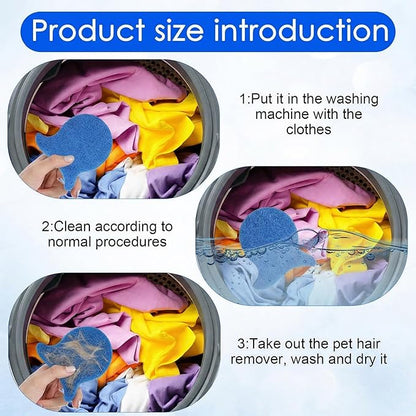 4Pcs Pet Hair Remover for Laundry, Dog & Cat Hairs Remover Tool, Reusable Catcher Effectively Removes Pet Hair, Lint and Dander from Bedding and Clothing, Suitable for Washing Machines