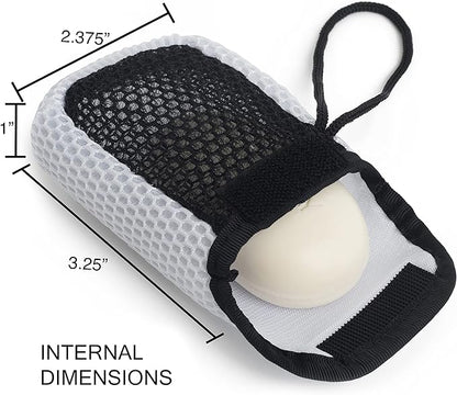 MainBasics Exfoliating Bar Soap Pouch Dual-Sided Body Scrubber - Fits Standard Size Soap Bars, White