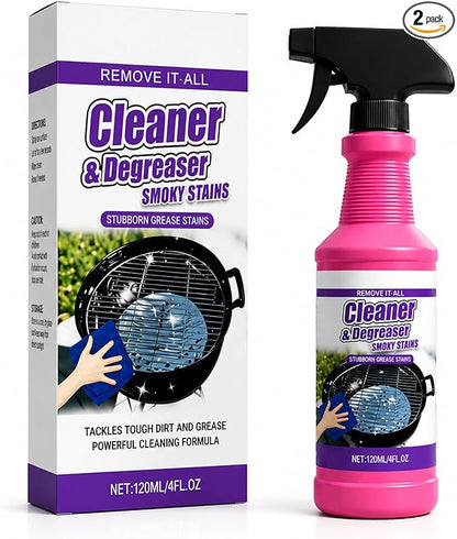 Fast-Acting Grill Cleaner Spray, Heavy Duty BBQ Degreaser for Burnt Food & Stubborn Grease, Powerful No-Scrub Oven & Kitchen Cleaner for Grills, Stovetops & Pans (2)