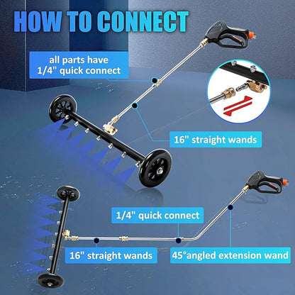 Tool Daily Dual-Function Undercarriage Cleaner 24 Inch, Water Broom for Pressure Washer with 7 Nozzles, Undercarriage Pressure Washer Attachment with 3 Extension Wands, 4000 PSI