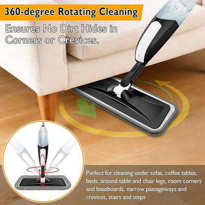 Spray Mop for Floor Cleaning: Microfiber Wet Dry Mop for Hardwood Laminate Tile Wood Vinyl, 360° Swivel Head Lightweight Flat Floor Mops with 3 Washable Reusable Pads & Refillable Bottle