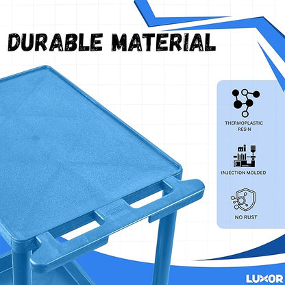Luxor HE34-BU Utility Cart - 3 Shelves Structural Foam Plastic, Four 4" Casters, Two with Locking Brake, Ergonomic Push Handle, 24"W x 18"D x 34"H, Offices, Classrooms
