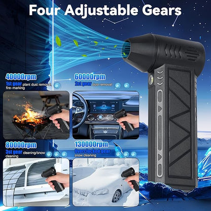 Snow Whiz 2026 Upgrade LED Turbo Snow Blower, 3 Gear Electric Air Blower for Car, Home, Keyboard