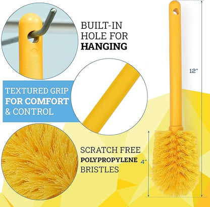 KLEEN HANDLER Goblet Cleaning Brush | Bottle Brush for Cleaning Glasses and Jars, Durable Bristles and Long Handle, (6 Brushes)
