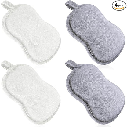 Tatuo 4 Pieces Baby Bath Sponge Cotton Baby Sponge Toddler Soft and Absorbent Loofah for Kids Babies Men Women(Grey,White)