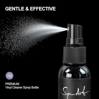 SpinArt Vinyl Record Cleaning Kit, 8-in-1 Record Cleaner Kit with Velvet Brush, Cleaner Liquid, Stylus Brush & Gel, Mini Brush, Air Blower, Label Protector, Pouch Vinyl Cleaning Kit for LP Albums