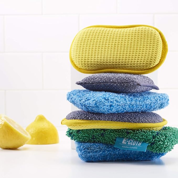 E-Cloth Washing Up Pad, Premium Microfiber Non-Scratch Kitchen Dish Scrubber Sponge, Ideal for Dish, Sink and Countertop Cleaning, 100 Wash Guarantee, Yellow, 2 Pack