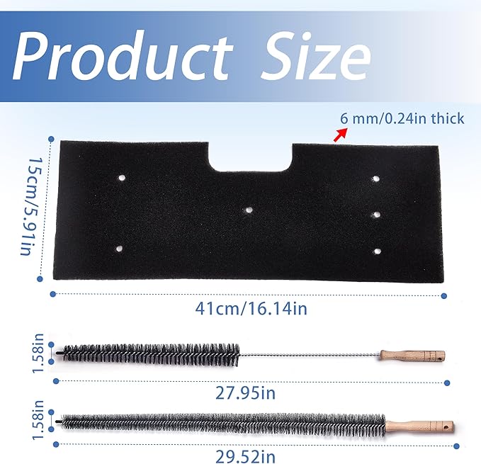 6 Pcs WH01X35719 Lint Filter replacement with Dryer Vent Brush, for GE Profile Washer Dryer Combo, GE Washer Dryer Foam Filter, Washable and Reusable, for Models: PFQ97HSPVDS