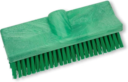 SPARTA 40423EC09 Plastic Floor Scrub Brush, Wall Brush, Equipment Brush With Nonabsorbent Bristles For Industrial Kitchens, Hospitals, Commercial Cleaning, 10 Inches, Green