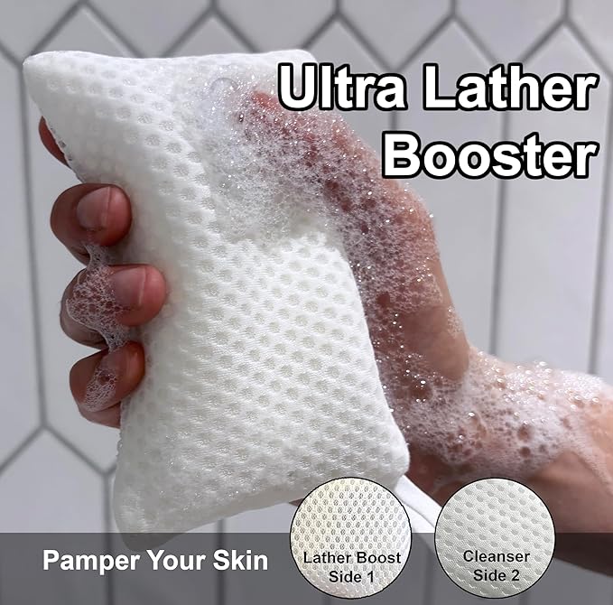2-Pack Exfoliating Soap Bag Soap Saver Pouch for bar soap, Loofah Bath Scrubber for Bar Soap on a Rope. 2 Different Roughness Levels Gentle + Deep Exfoliator, mesh soap Pocket, soap bar Scrubber