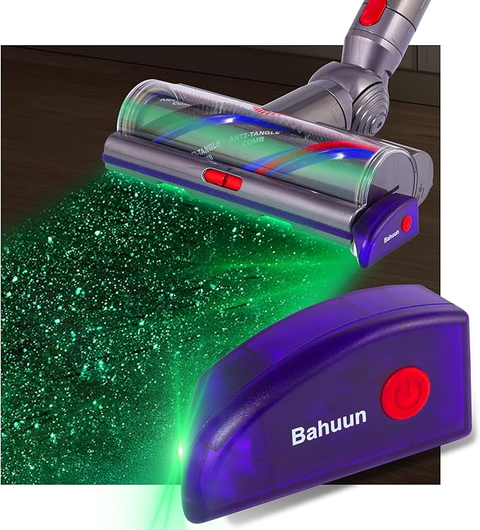 Vacuum Attachment Green Laser Light, Compatible with Dyson V8, V10, V11, V12, V15, Gen5 and All Vacuums, Deep Cleaning Supplies for Dog & Cat Owners, Reveal Hidden Dust on Hard Floor&Pet Hair (Purple)