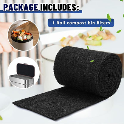 Reallnaive Square Compost Bin Charcoal Filters 78.7 x 5.5 Inch, Activated Carbon Filter Sheet Thickening Trimmable for Compost Bucket Compost Pail Countertop Recycle Bin