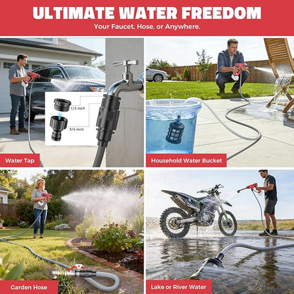 Ecarke Portable Car Cleaning Tool Compatible with Milwaukee 18V Battery, 6-in-1 Nozzle & Foam Cannon, 3-Speed Adjustment, 5m Hose, Brushless Motor for Car Floor, Patio, Fence(Tool ONLY, NO Battery)