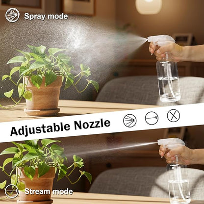 Glass Spray Bottles 16.9oz Empty Spray Bottle Mist/Stream Spraying Small Refillable Containers for Hair Care, Cleaning Solutions, Plants, Essential Oils 1 Pack (Clear-1, 16.9oz)