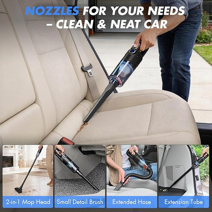 28PCS Car Detailing Kit Interior Cleaner, Car Interior Cleaning Kit with Cordless Handheld Vacuum, 2-in-1 Mop, Interior Car Detailing Brushes, Windshield Cleaner, Car Accessories Gift for Men Women