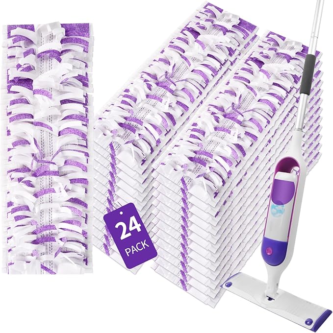 24 Pack Disposable Power Mop Pads for Swiffer Power Mop Pads, Compatible with Swiffer Power Mop Refills, Unscented Spray Replacement Floor Cleaning Refills for urface/Hardwood Floor Cleaning