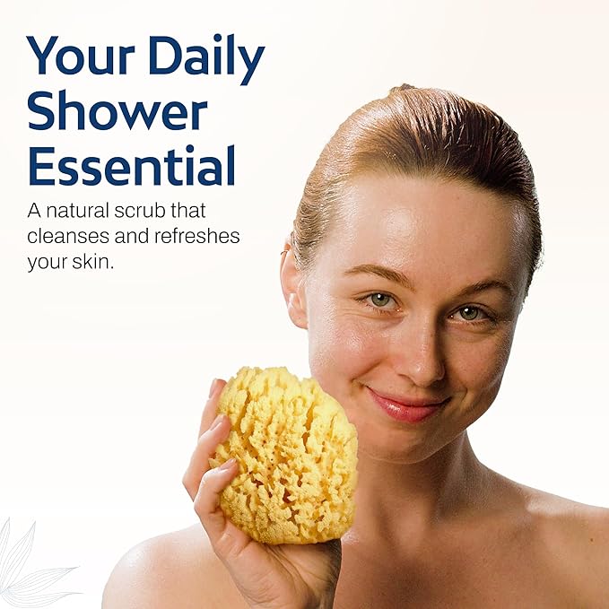 HartFelt Gentle Exfoliation Yellow Sea Sponge 4in | Natural Shower Sponges for Bathing for Men and Women | Rich Lather