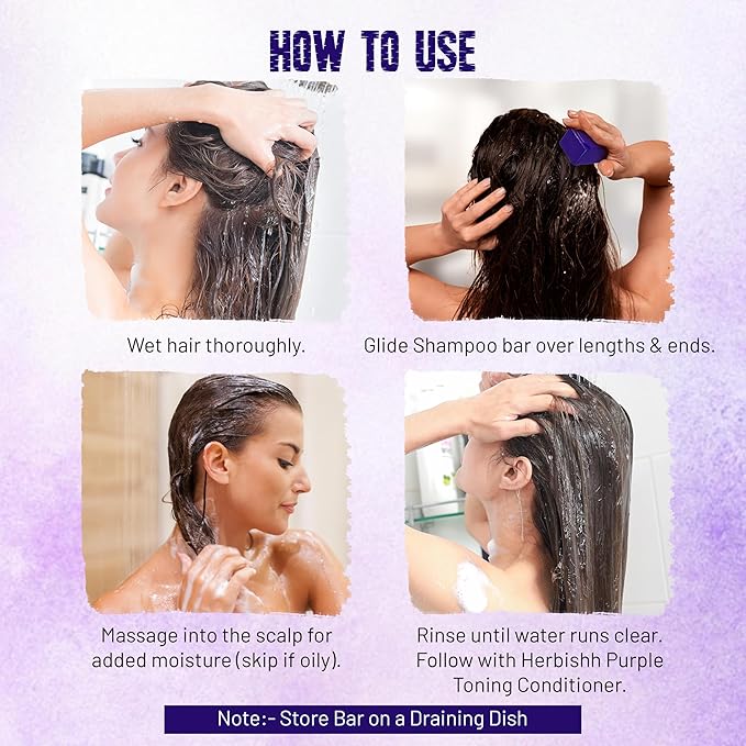 Herbishh Shampoo Bar for Hair Growth – Strengthening & Nourishing, Solid Soap for Thinning Hair, Paraben-Free & Sulfate-Free, 3.53 oz (Purple Shampoo, Pack of 1)