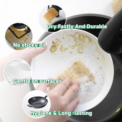 Natural Loofah Dish Sponges 3 Pack | Biodegradable & Eco Friendly Kitchen Sponges for Washing Dishes | Heavy-Duty Dishwashing Sponge | MossyWisp (3)