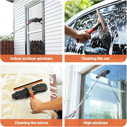 Eazer 65'' Squeegee Window Cleaner 2 in 1 Rotatable Window Cleaning Tool Kit with Telescopic Pole, Window Washing Equipment with Bendable Head for Indoor/Outdoor Window and Car Glass - EAW01 Pro
