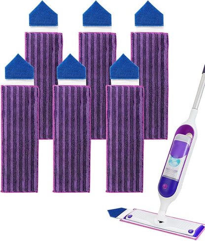 Reusable Power Mop Refills Pads with Unique Scrubbing Pads Compatible with Swiffer PowerMop Microfiber Power Mop Pads Refill for 13-15'' Spray Mops Washable Pads for Multi-Surface Floor Cleaning 8PCS