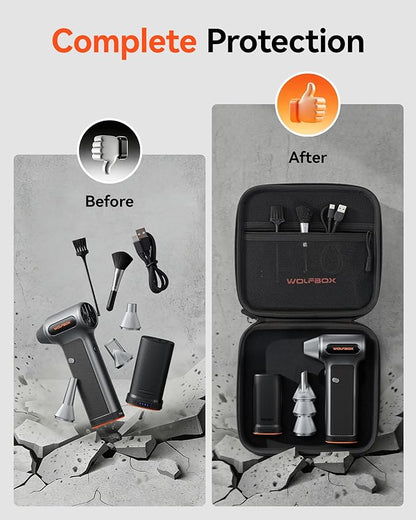 WOLFBOX Hard Carrying Case for MF200 Electric Air Duster [CASE ONLY, Device Not Included], Shockproof Travel Storage Bag for Compressed Air Blower & Accessories, Splash-Proof