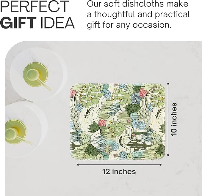 Reusable Paper Towels (12"x10”) - Soft Absorbent 100% Washable Paper Towels - Reusable Paper Towels Washable w/Cardboard Roll - Reusable Napkins (Cactus, 12x10inch)