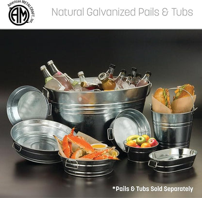 American Metalcraft PTUB87 Natural Galvanized Steel Pail with Handle - 1.16 Gallon, 8 Inch Diameter - Durable, Commercial Steel Construction - Classic Tabletop Serving Pail, Silver