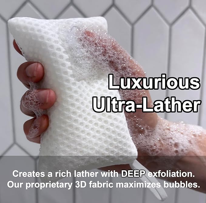 100% Recycled - Bar Soap Saver Pouch, Loofah Bag Lather + Deep Exfoliator, Mesh Soap Bag, Sock for Bar Soap, Deep Exfoliation Double-Sided Rougher Texture - 1 Pack