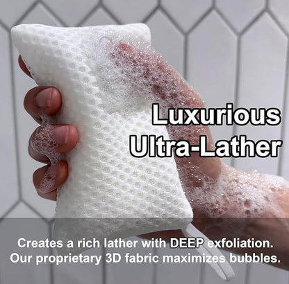 100% Recycled - Bar Soap Saver Pouch, Loofah Bag Lather + Deep Exfoliator, Mesh Soap Bag, Sock for Bar Soap, Deep Exfoliation Double-Sided Rougher Texture - 1 Pack