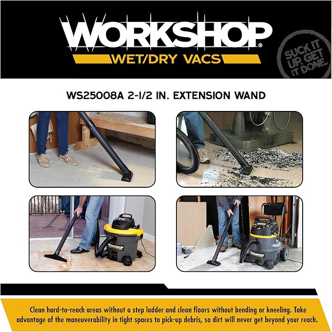 WORKSHOP Wet/Dry Vacs Shop Vacuum Accessories WS25008A Extension Wand Attachment for Wet Dry Vacuum Cleaners, Fits 2-1/2-inch Extension Wands and Hoses