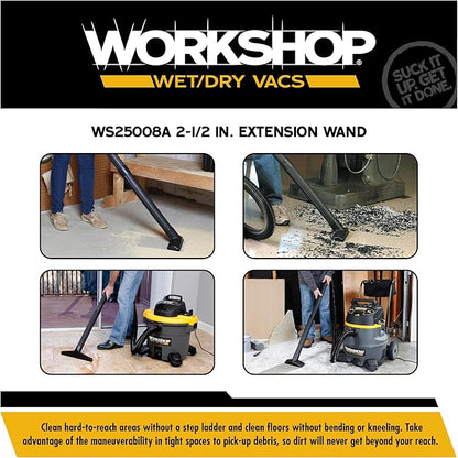 WORKSHOP Wet/Dry Vacs Shop Vacuum Accessories WS25008A Extension Wand Attachment for Wet Dry Vacuum Cleaners, Fits 2-1/2-inch Extension Wands and Hoses