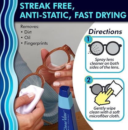 Portable Lens Cleaner Kit – Eyeglass Lens Cleaner Spray Kit with Refillable Spray + Microfiber Cloth, Compact Eye Glass Cleaners Spray, Safe for All Lenses, Travel Size Cleaning Set (6 Pack)