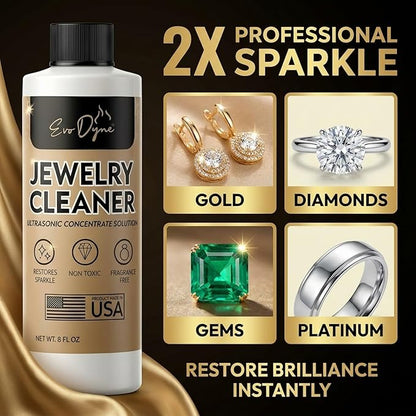 Ultrasonic Jewelry Cleaner Solution (8oz) Concentrated Jewelry Cleaner for Diamonds, Gold, Silver & More | Compatible with Ultrasonic Machine (s) - Made in USA