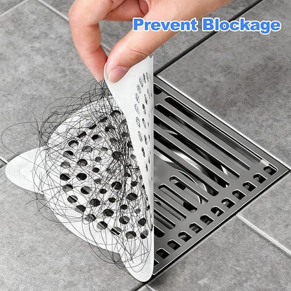 30 Pack Disposable Shower Drain Hair Catcher, Round 4-Ear Glass Fiber Stickers, 3.93In Mesh for Bathroom Tub Kitchen, Hair Trap Sticker to Prevent Clogs