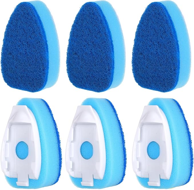 6 Pcs Dishwasher Sponge Dishwand Refills Scrubber Sponges Non Scratch Head Replacement for Dish Wand Heavy Duty Scrub Dots Dispenser Scrubber Pads for Kitchen Cleaning Blue